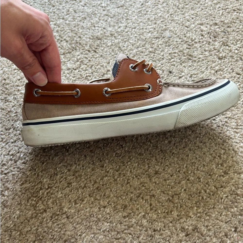 Sperry Two-Tone Brown Canvas & Tan Leather Boat Shoes
